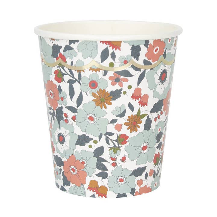 MUSCHELBECHER MIT BLUMEN UND GOLD, 200 ML, 8 STÜCK für den Großhandel von Tim&Puce Factory