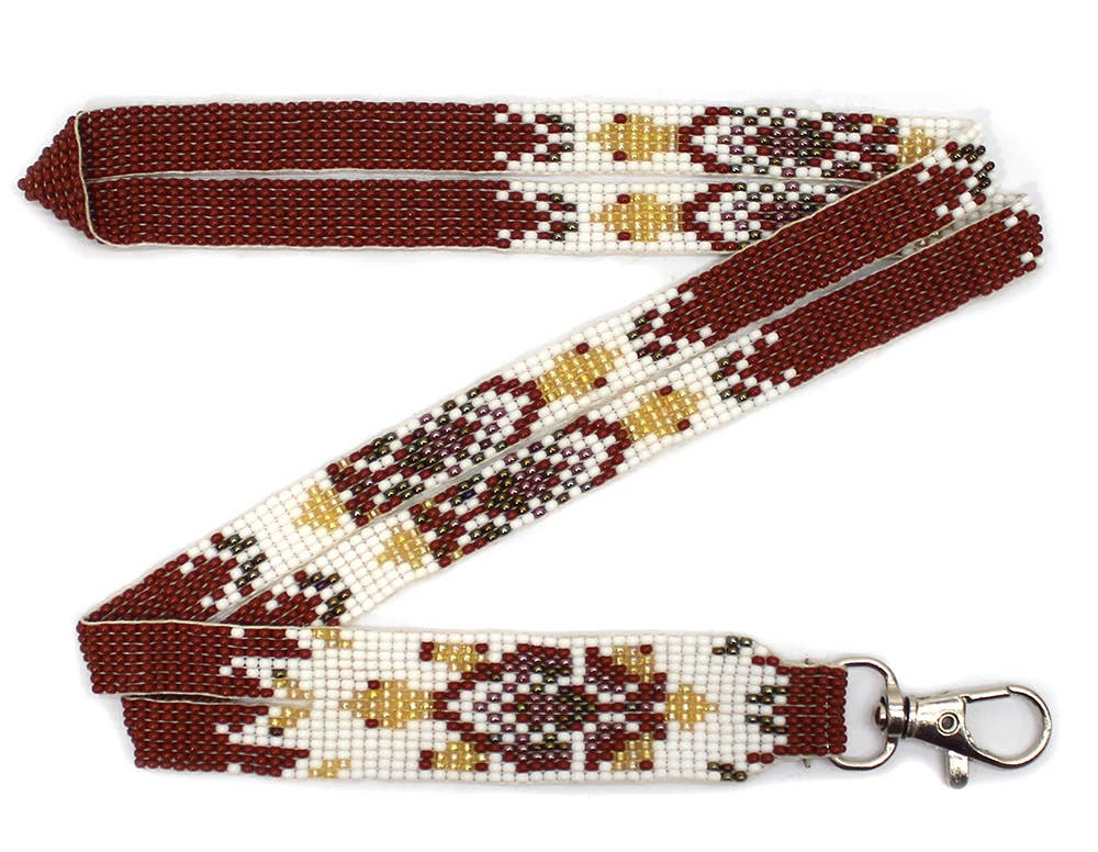 BEADS CORNER - Wholesale Lanyard - Unisex - Handmade beaded Turtle design Brown White Lanyard0