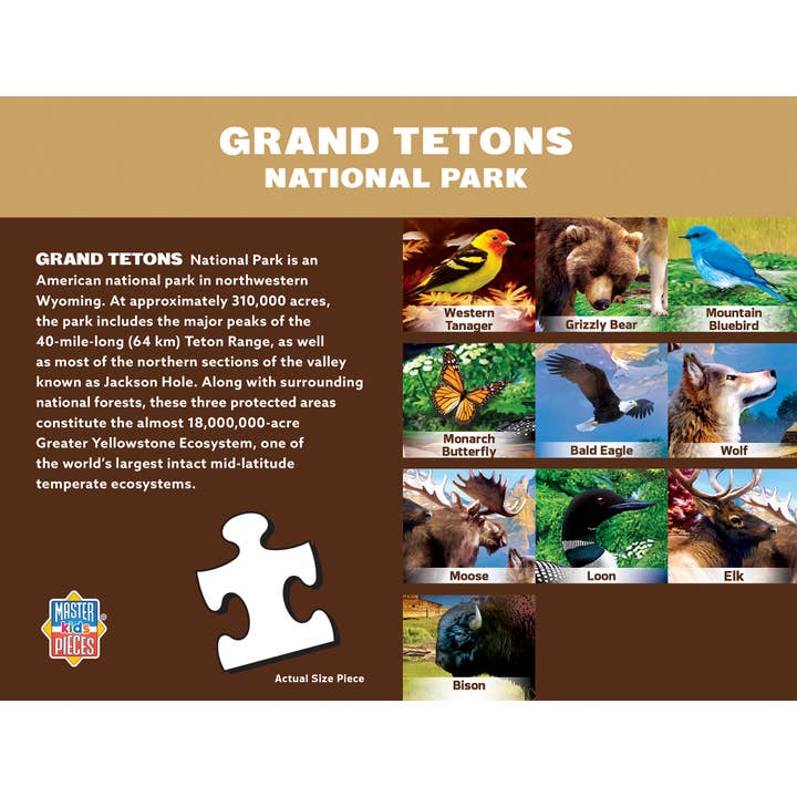 Masterpieces Puzzles - Wholesale Puzzle - Kids - Wildlife of Grand Teton National Park - 100 Piece Puzzle