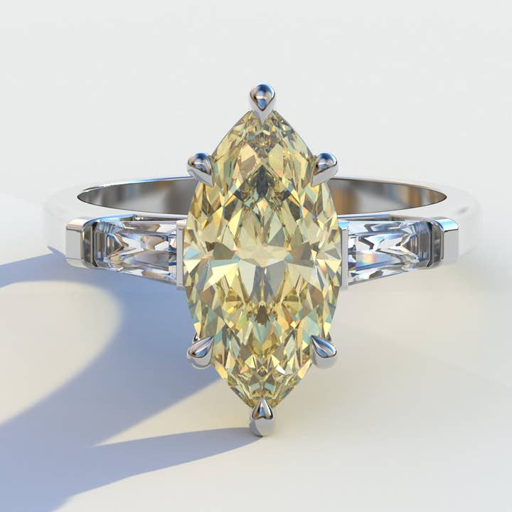 Bague en diamant de laboratoire multi-pierres taille marquise jaune 2 carats - Molto Bello pour la vente par Mohana Jewels - Luxury