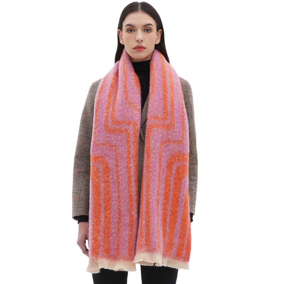 ACCITY - Wholesale Scarf - Women's - Geometric Loop Yarn Winter Scarf with  Shawl Wrap_CWASC087015
