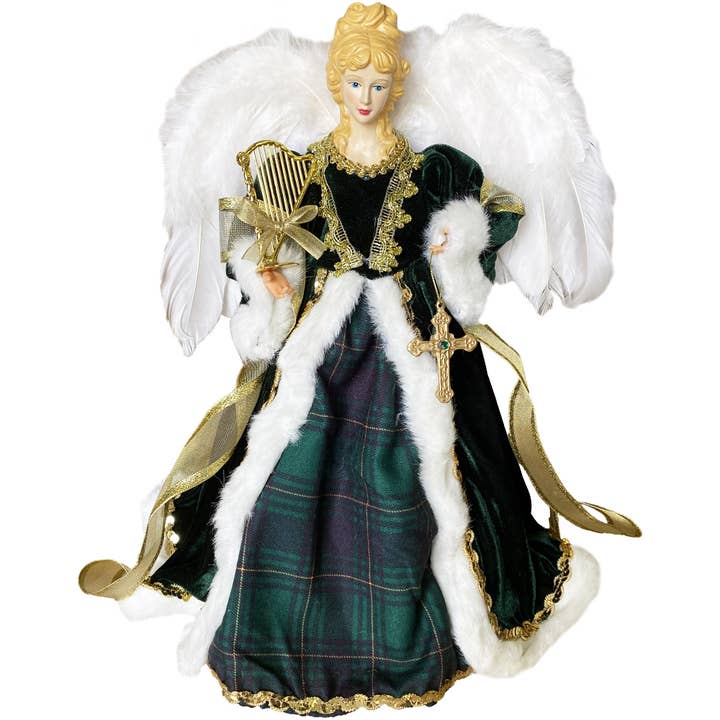 16" Irish Angel Tree Topper for wholesale by Santa’s Workshop Inc.