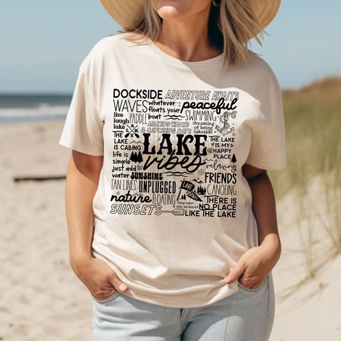 Lake Vibes Text DTF Heat Transfer for wholesale by Trendy Transfers