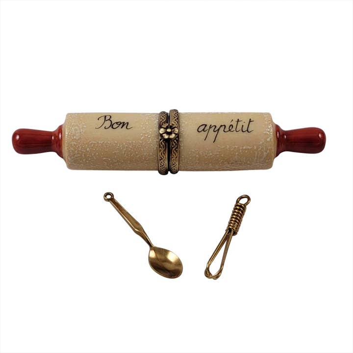 Rolling Pin With Brass Whisk And Spoon for wholesale by Rochard