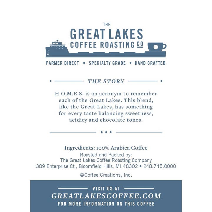 Great Lakes Coffee Roasting Company - Wholesale Coffee beans - H.O.M.E.S - Whole Bean -or- Ground Coffee2