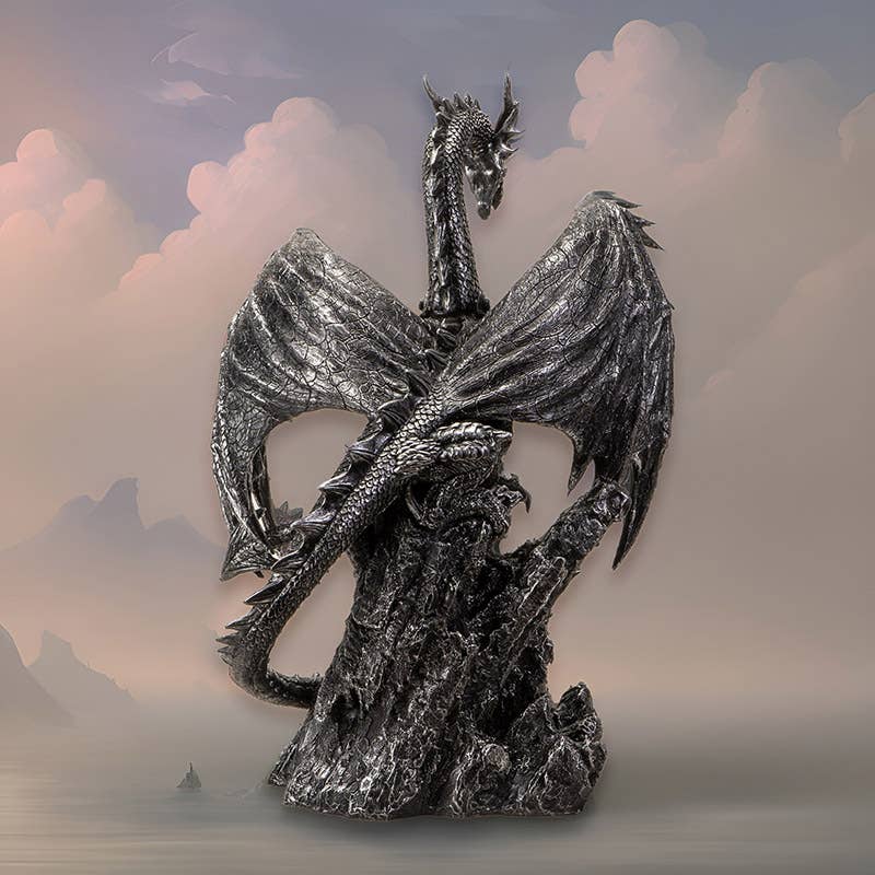 Pacific Trading - Vente Figurine décorative - Statue de dragon vif-argent6