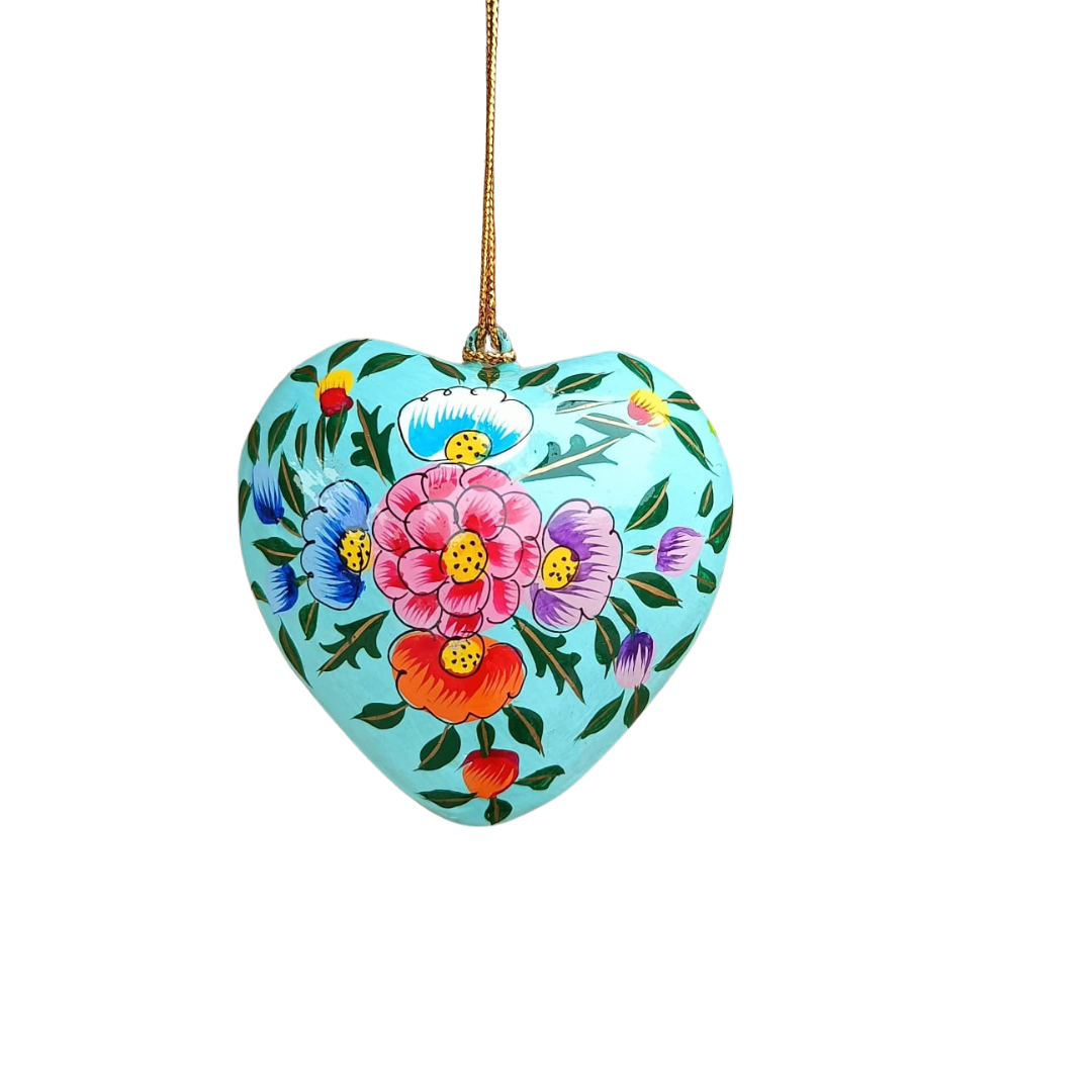 Dalit Goods Co - Wholesale Ornament - Hanging Heart Decoration  – 3″ | White Floral3