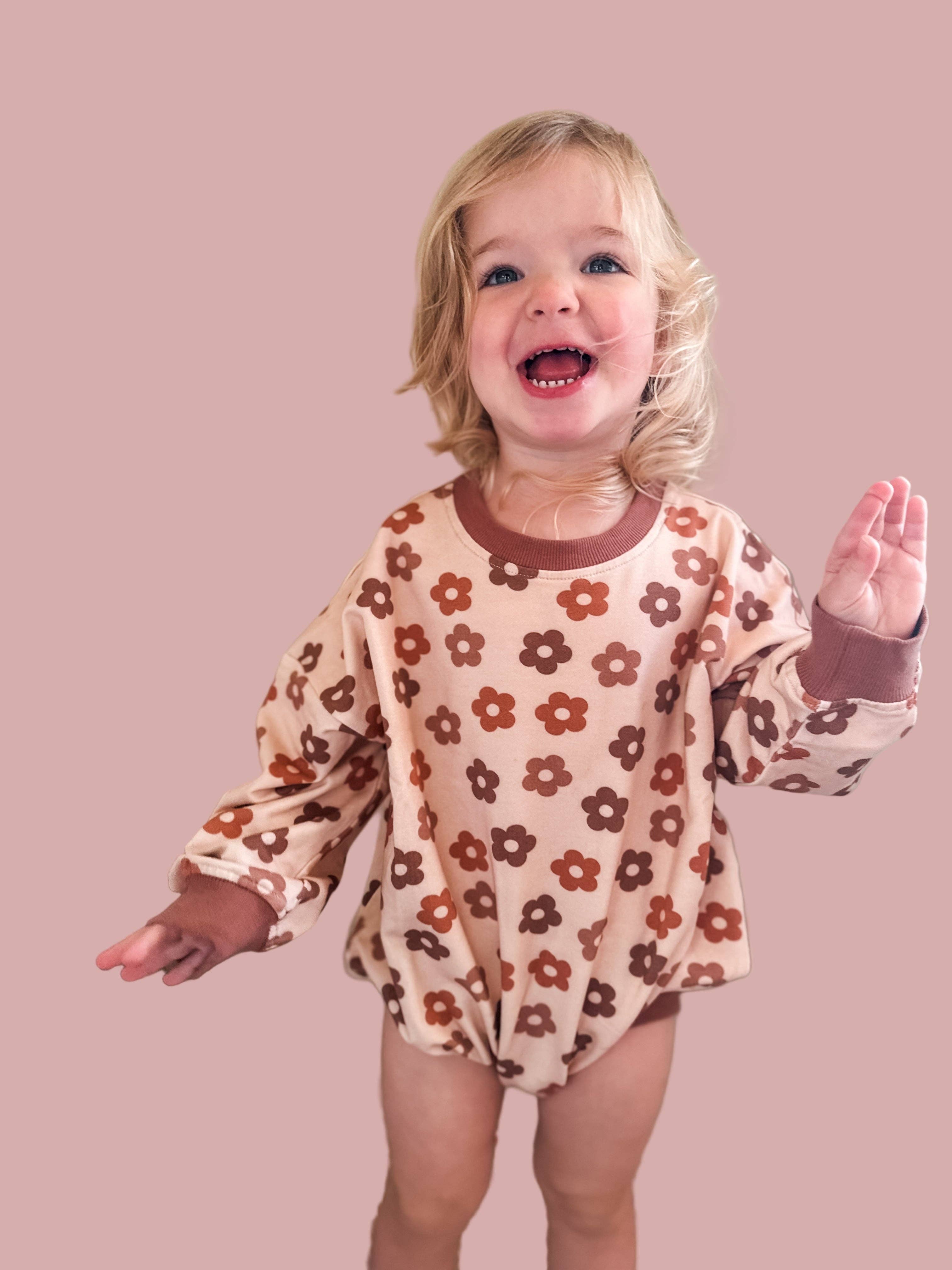 Addie Joy company - Wholesale Jumpsuit - Baby - Oversized Cozy Romper - Spiced Daisy