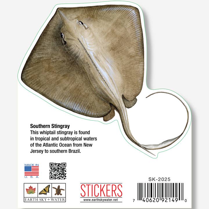 Stingray Nature Sticker, 3.5" wide for wholesale by Earth Sky + Water