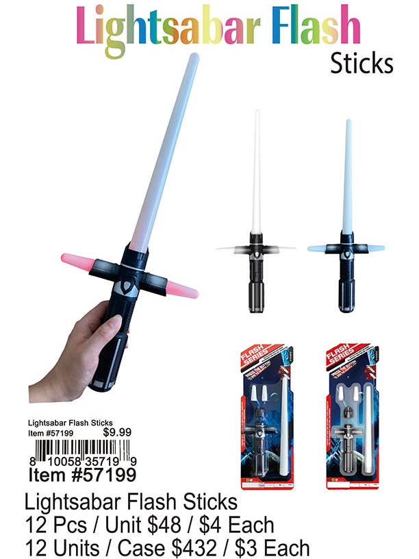 Lightsabar Flash Sticks for wholesale by Puka Creations