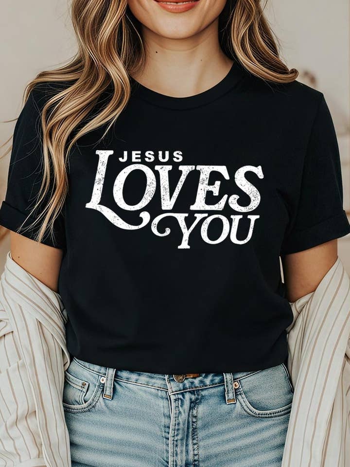 Jesus Loves You Graphic Tee for wholesale by COLORBEAR