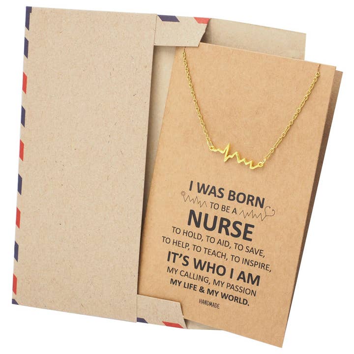 Quan Jewelry - Vendita all'ingrosso Collana con ciondolo/pendaglio - Collana con cardiogramma Macaria, regalo per infermiera13