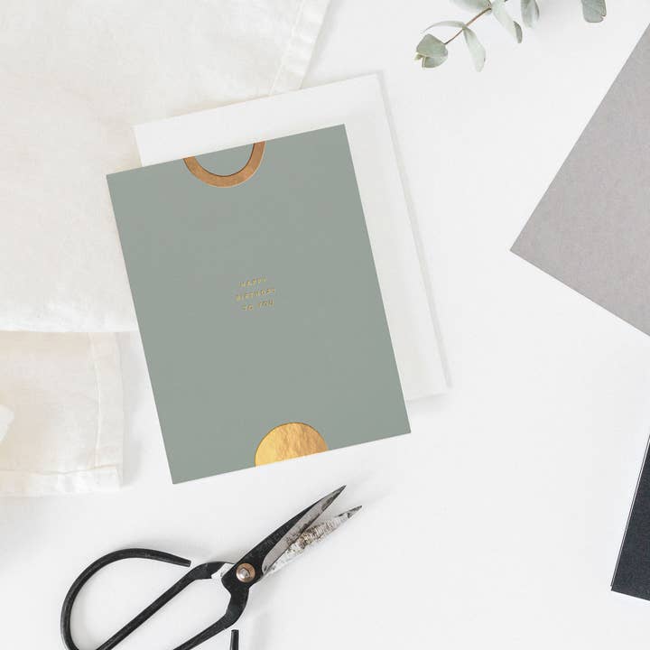 Ramona & Ruth - Wholesale Birthday Card - Happy Birthday Gold Shapes Greeting Card1