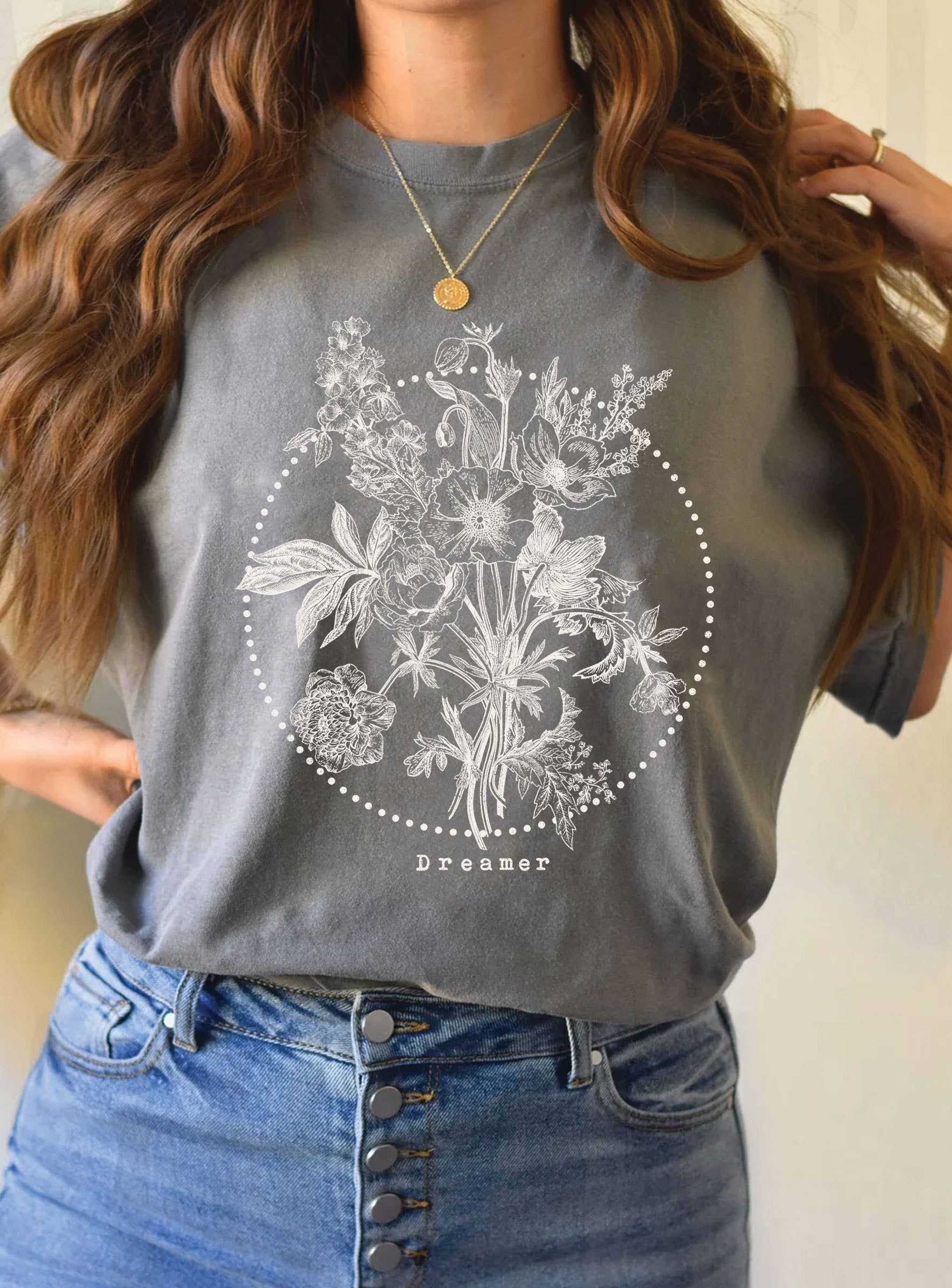 Rustee Clothing – Großhandel T-Shirt mit Siebdruck – Damen – DREAMER FLOWER GRAFIK T-SHIRTS4