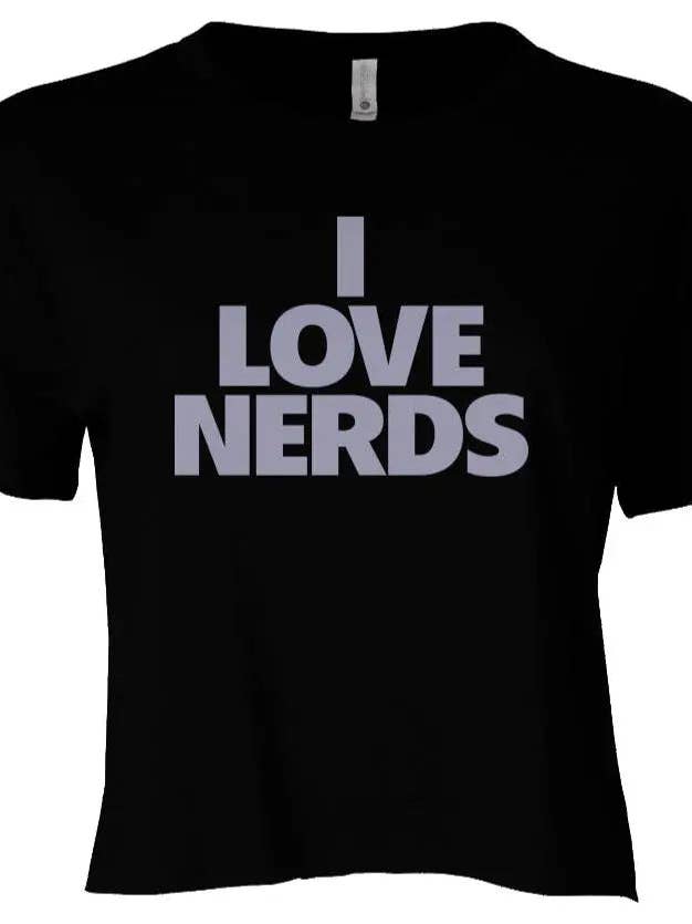 "I Love Nerds" Women's Crop Top (Worn by Kim Kardashian) for wholesale by Amp'd Apparel Company