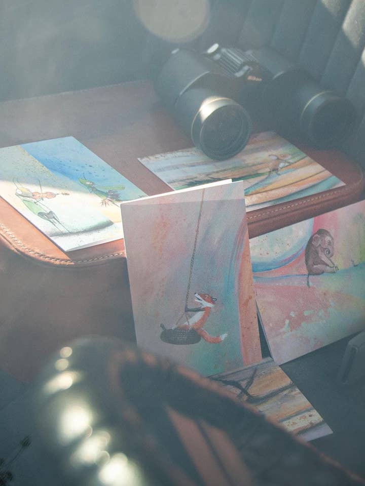 Set di Biglietti Astratti Autunnali, 5 Carte Vuote 5"x7" per la vendita all'ingrosso da parte di Katie Crawford Art