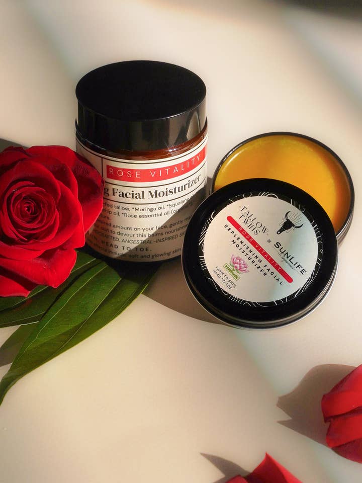 Rose Vitality Replenishing Facial Moisturizer for wholesale by Tallow Twins Inc