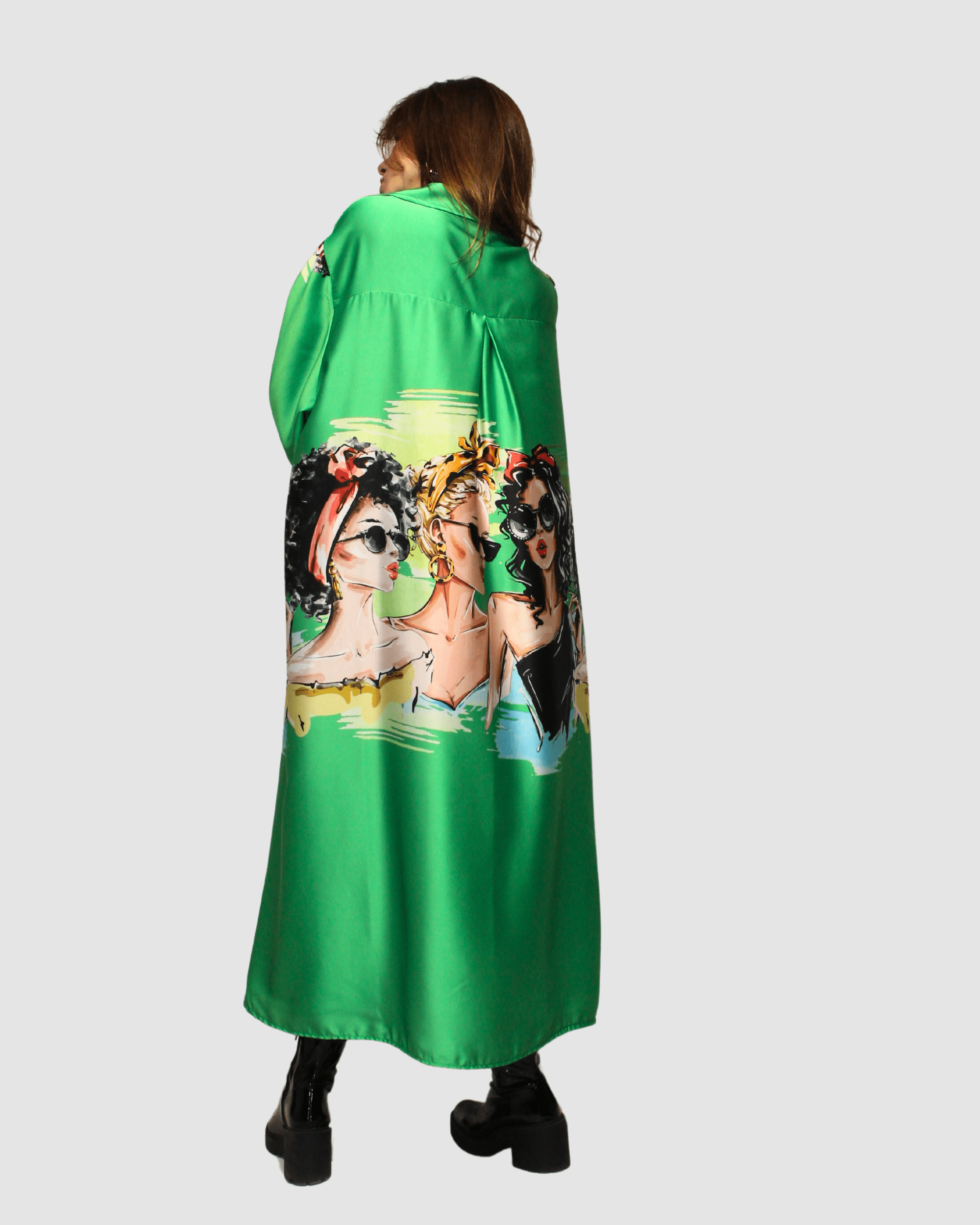 BanBat – Engroshandel Kjole - Dame – Satinskjortekjole med trykt mønster - REF: 307368