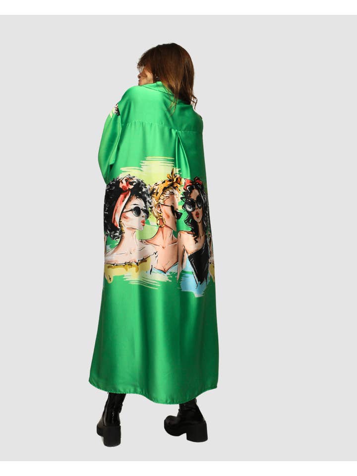 BanBat – wholesale Klänning - Dam – Satintryckt skjortklänning - REF: 307368