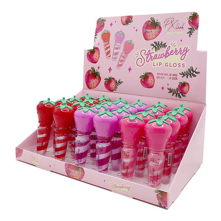 PINEAPPLE Beauty - Wholesale Lip Gloss - PxLook S-493 Strawberry Lip Gloss - 24 pc