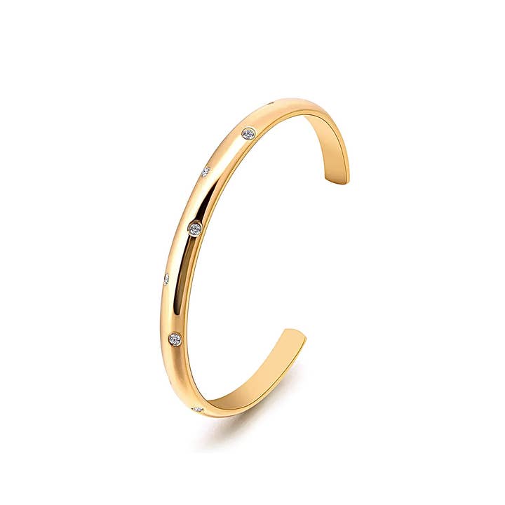BG608 B.Tiff Gold 8-Stone Starlight Adjustable Bangle Cuff for wholesale by B.Tiff