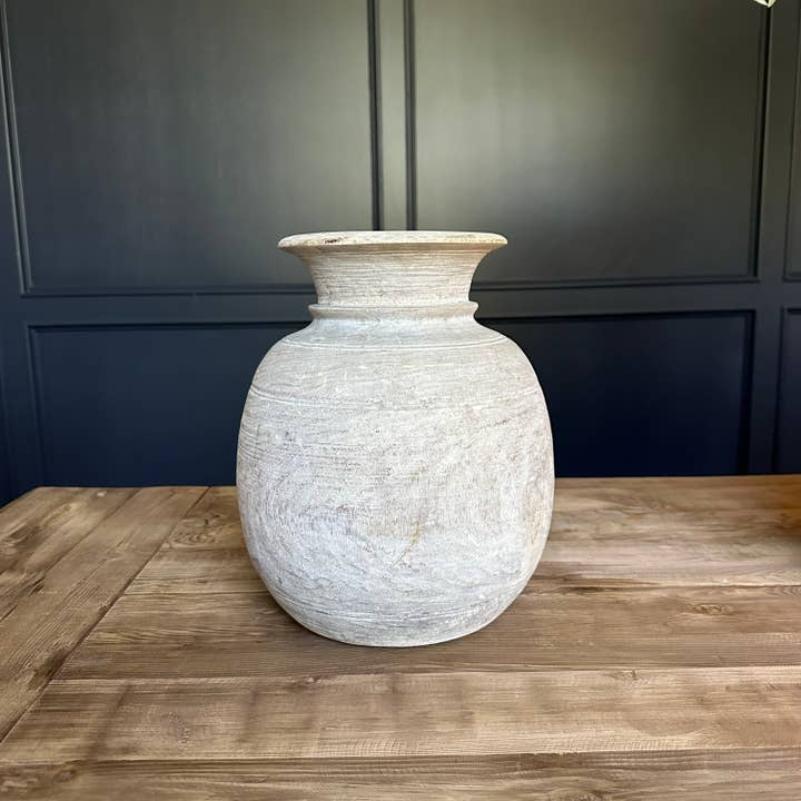 Sandstone & Sage - Wholesale Vase - Antique Neutral Primitive Wooden Vase6