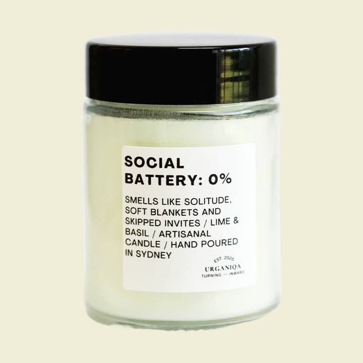 Urganiqa - Wholesale Jar/filled candle - Social Battery: 0% Scented Soy Candle | Unfiltered Collection0