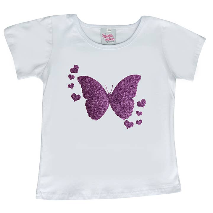 Sparkle Sisters by Couture Clips - Wholesale T-Shirt - Kids - Lavender Butterfly Short Sleeve Tee