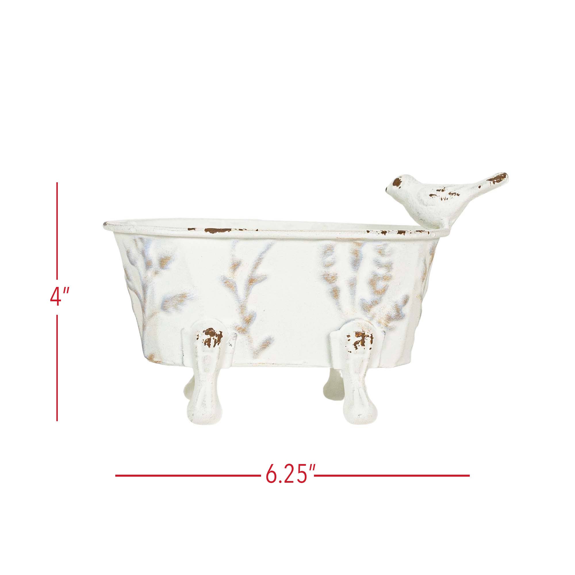 Foreside Home & Garden - Wholesale Bath Soap Dish - Lyra Vintage Clawfoot Bathtub Mini Planter White Soap Dish6