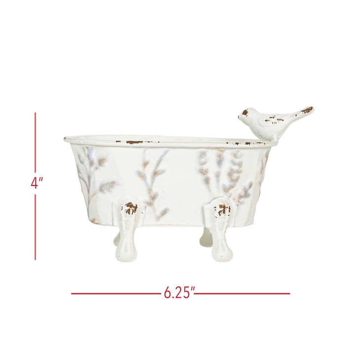 Foreside Home & Garden - Wholesale Bath Soap Dish - Lyra Vintage Clawfoot Bathtub Mini Planter White Soap Dish6