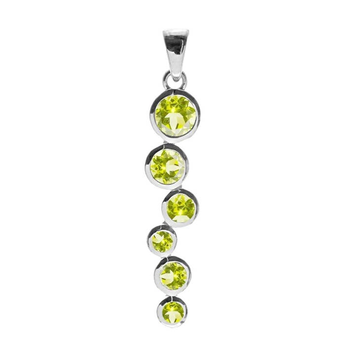 Lola staggered peridot facet pendant for wholesale by Kali Ma Designs - Sterling Silver Jewellery