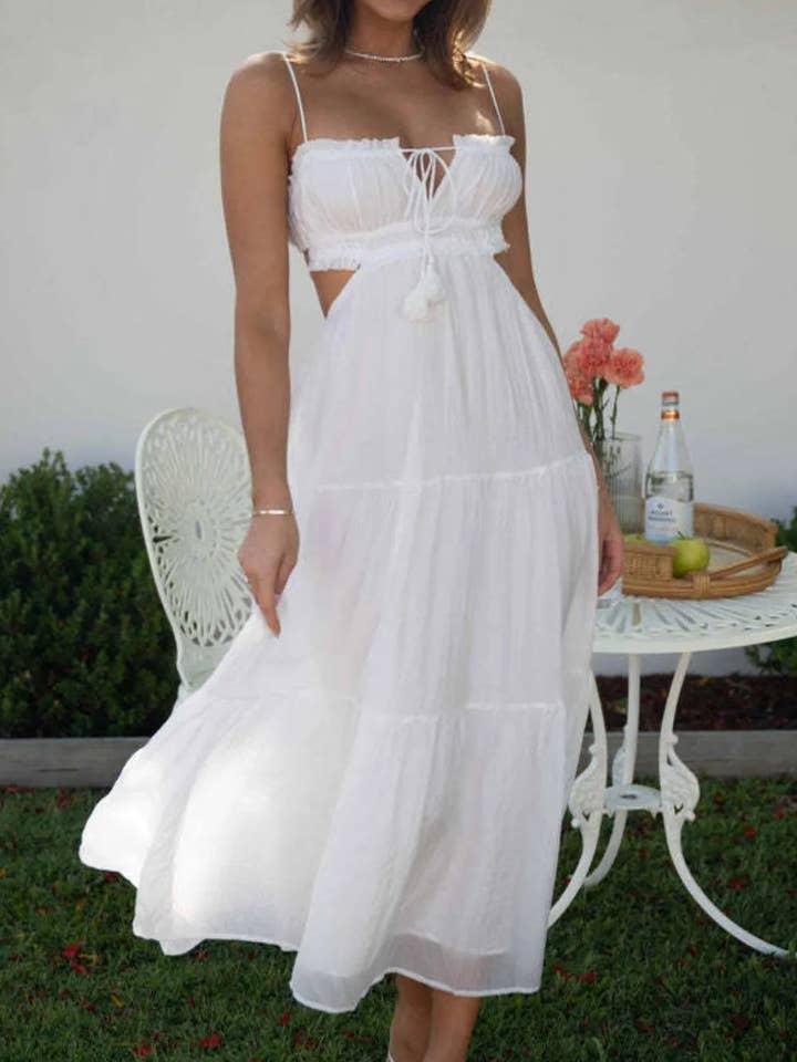 Cutout Square Neck Midi Cami Dress for wholesale by Beyond Apparel