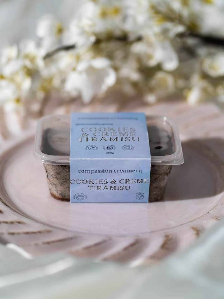 Cookies & Creme Tiramisu for wholesale by Compassion Creamery