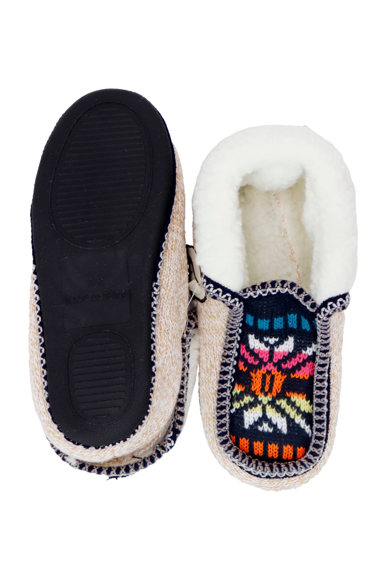 ASSORTED Boho Multi-tribal Shearling Lined Moccasin Slippers for wholesale on Faire7