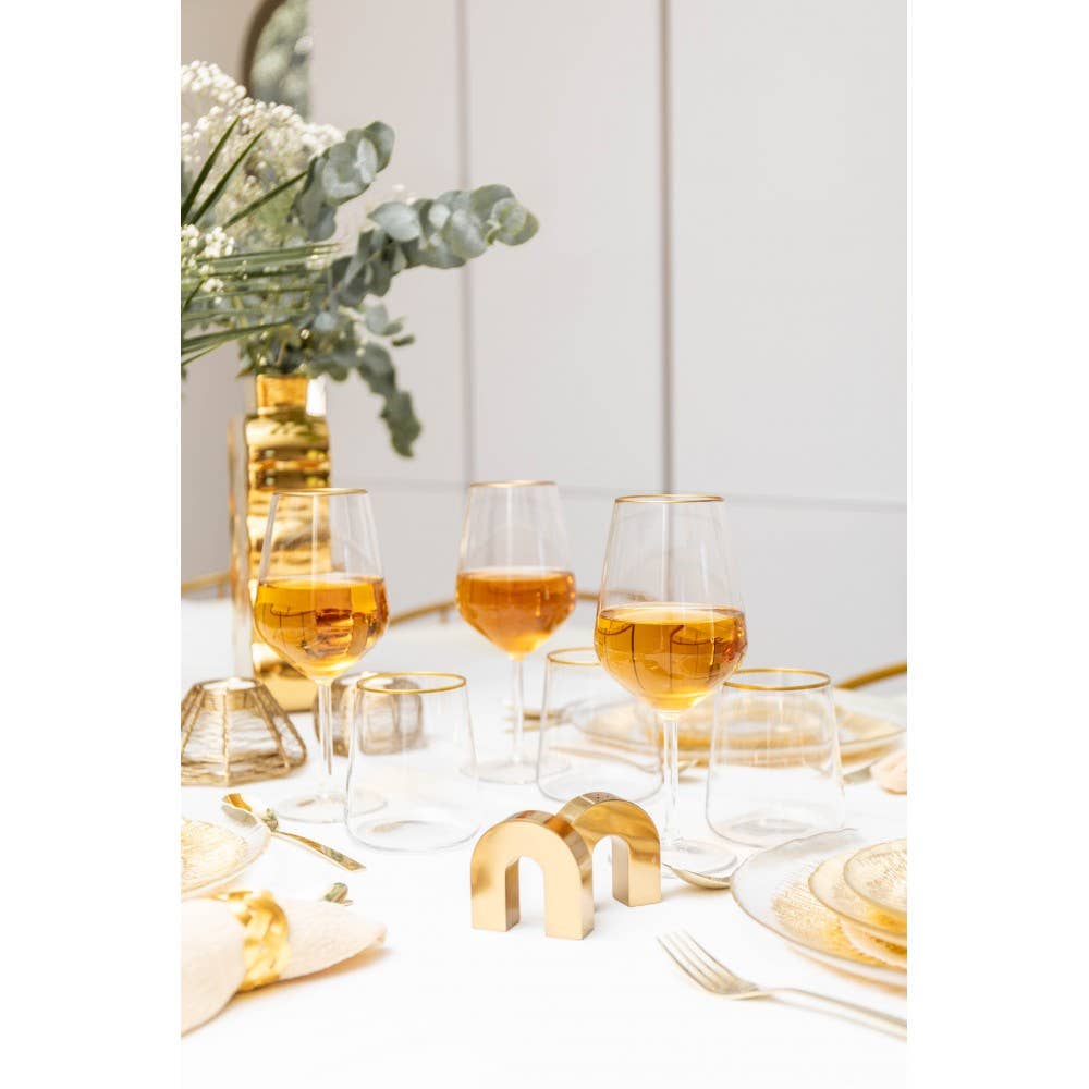 AULICA – Großhandel Weingläser – Weingläser mit mattem goldfarbenem Rand – Set mit 6 Stück2