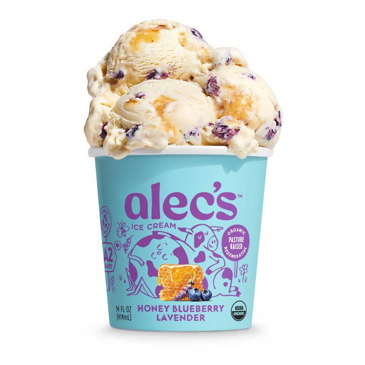 Alec's Ice Cream - Wholesale Ice Cream/Sorbet - Honey Blueberry Lavender Organic A2 Ice Cream
