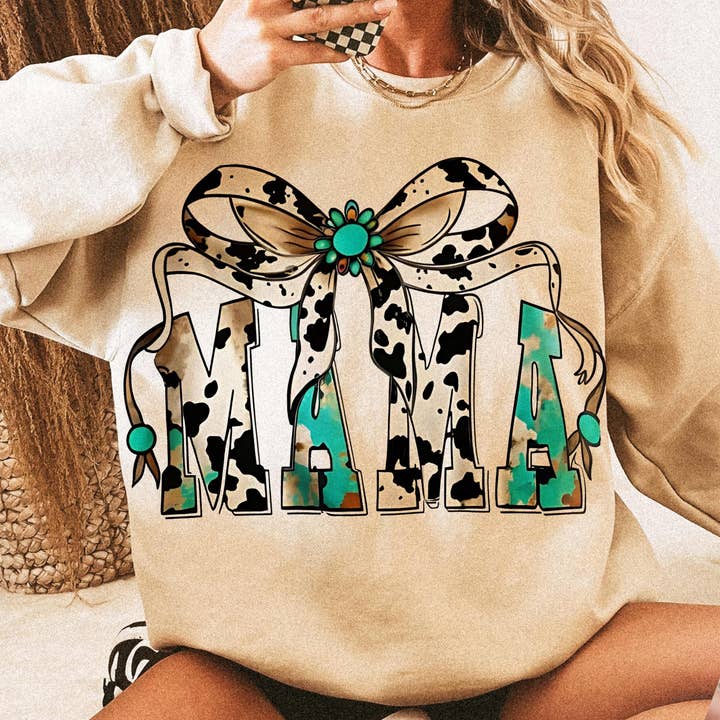 Western Mama Cowdy T-Shirt, Coquette Mama Cow Sweater for wholesale by CVH DREAMY LTD