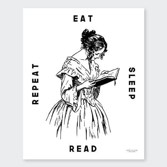 Eat Sleep Read Repeat | 8 x 10 print for wholesale by Nook & Burrow