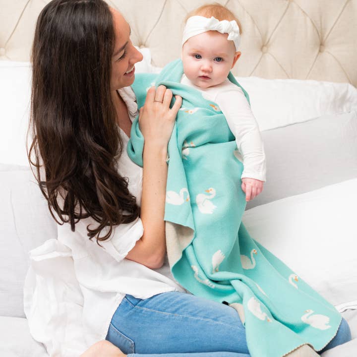 Darzzi – Engroshandel Sengetæppe - Børn og baby – Swan Bomuld Strik Baby Blanket5
