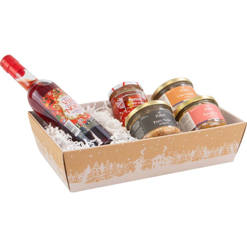 Deffrennes - Wholesale Basket - Winter rectangular cardboard basket in snow 33x20x7.5cm1