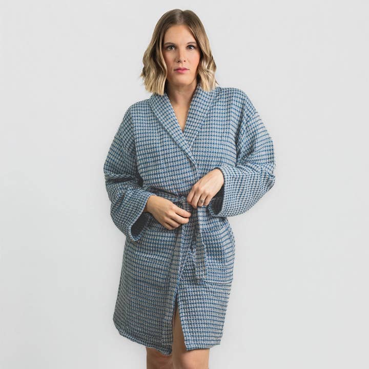 Waffle Weave Peshtemal Bathrobe | Navy_NewSeason for wholesale by House Of Motifs