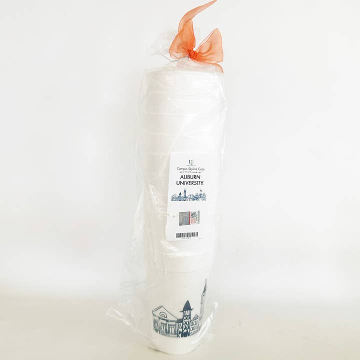 Two Funny Girls - Wholesale Disposable Cup - Foam Cup 10 Pack {Auburn University Skyline-Auburn Alabama}2