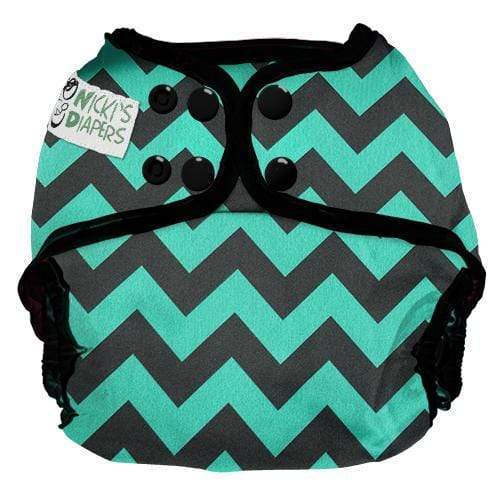 Funda a presión para pañales de Nicki - Jade Chevron - OS para venta al por mayor de Nicki's Diapers (Planetwise Wholesale)