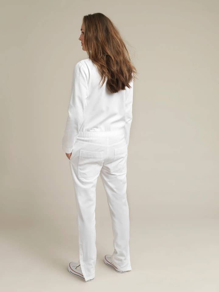 House of Minimus – Großhandel Jumpsuit – Damen – Damen-Boilersuit-Weißer Baumwoll-Twill