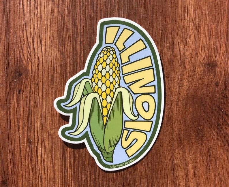 Sprouted Scribbles - Wholesale Sticker - Cute Illinois Sticker Corn Husk Human Drawn Vinyl Decal1