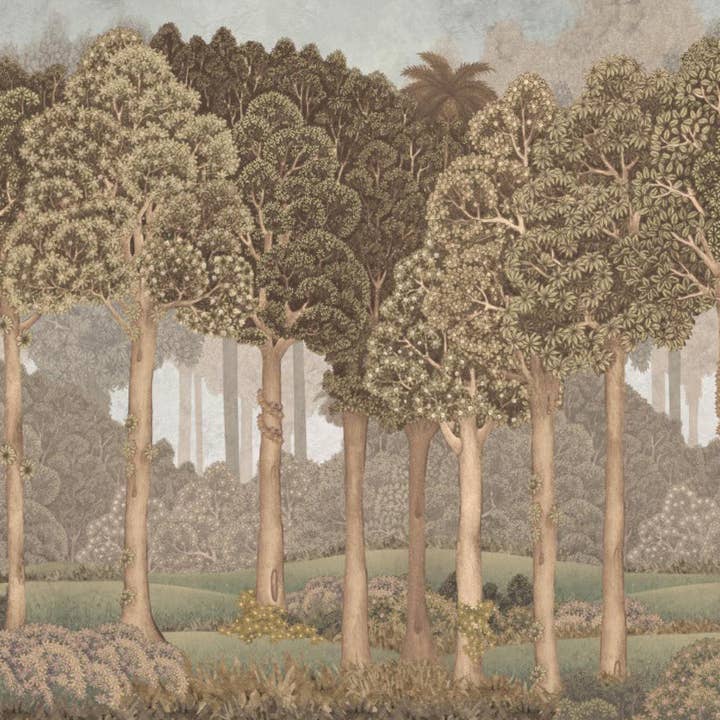 Walloro Luxury Embossed Wallpaper - Wholesale Wallpaper - Nature Scene Trees Wall Mural, Beige Forest Wallpaper, Large Landscape Custom Size Wall Covering, Non-Woven, Non-Pasted, Removable, Washable, Art