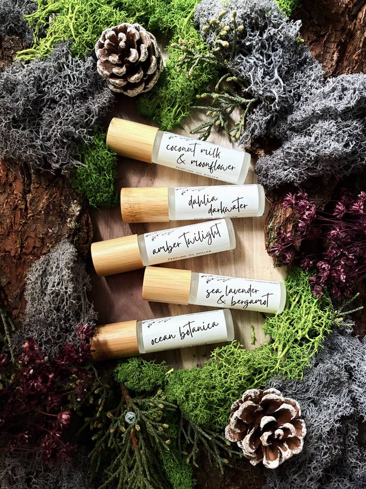 White Woods Perfume Roller for wholesale by Camp Candles