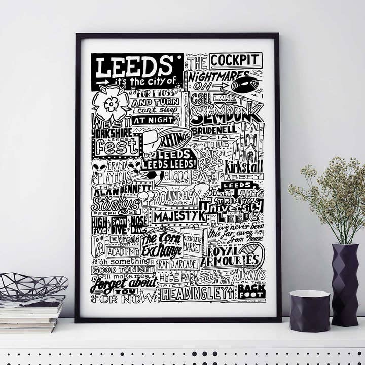 Sketchbook Design - Wholesale Art Print - Leeds Landmarks It's The City Of Art Print