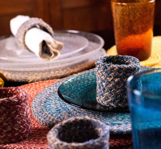 BRITISH COLOUR STANDARD – wholesale Placemat – Jute Placemats 27cm in Pearl W/Natural, Tied Set of 4 1