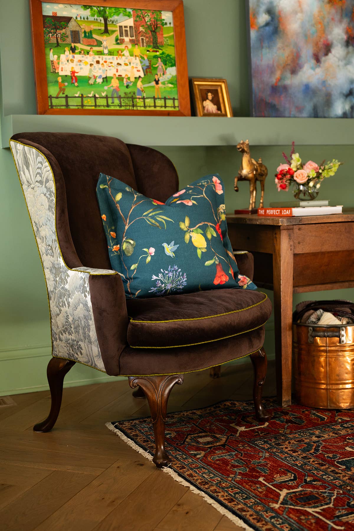 Sarah Drake Design - Wholesale Throw Pillow Cover - De La Vina Pillow Cover - Green Linen1